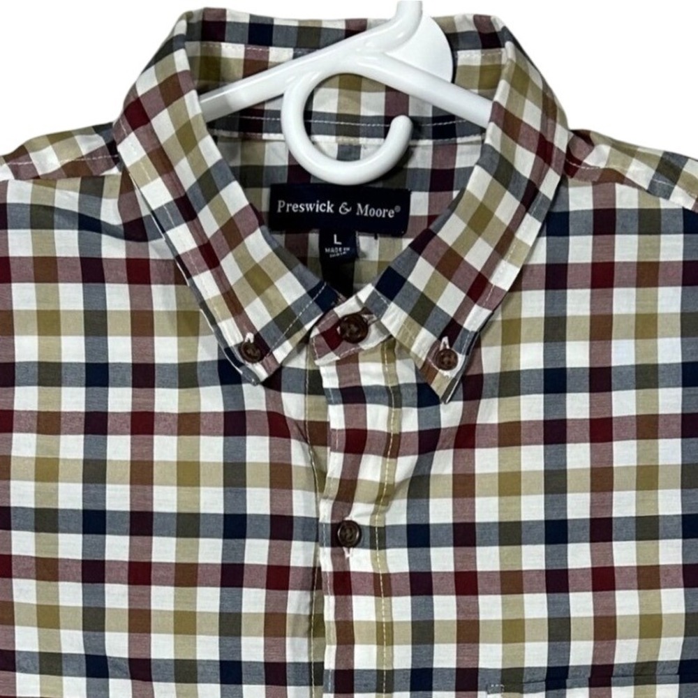 Preswick & Moore Plaid Button Up Long‎ Sleeve Casual Shirt Mens Size L